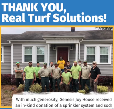 Real Turf Solutions donating landscaping to Genesis Joy House in Warner Robins